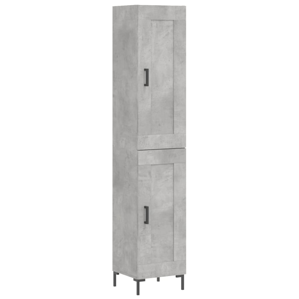 betonszürke szerelt fa magasszekrény 34,5x34x180 cm