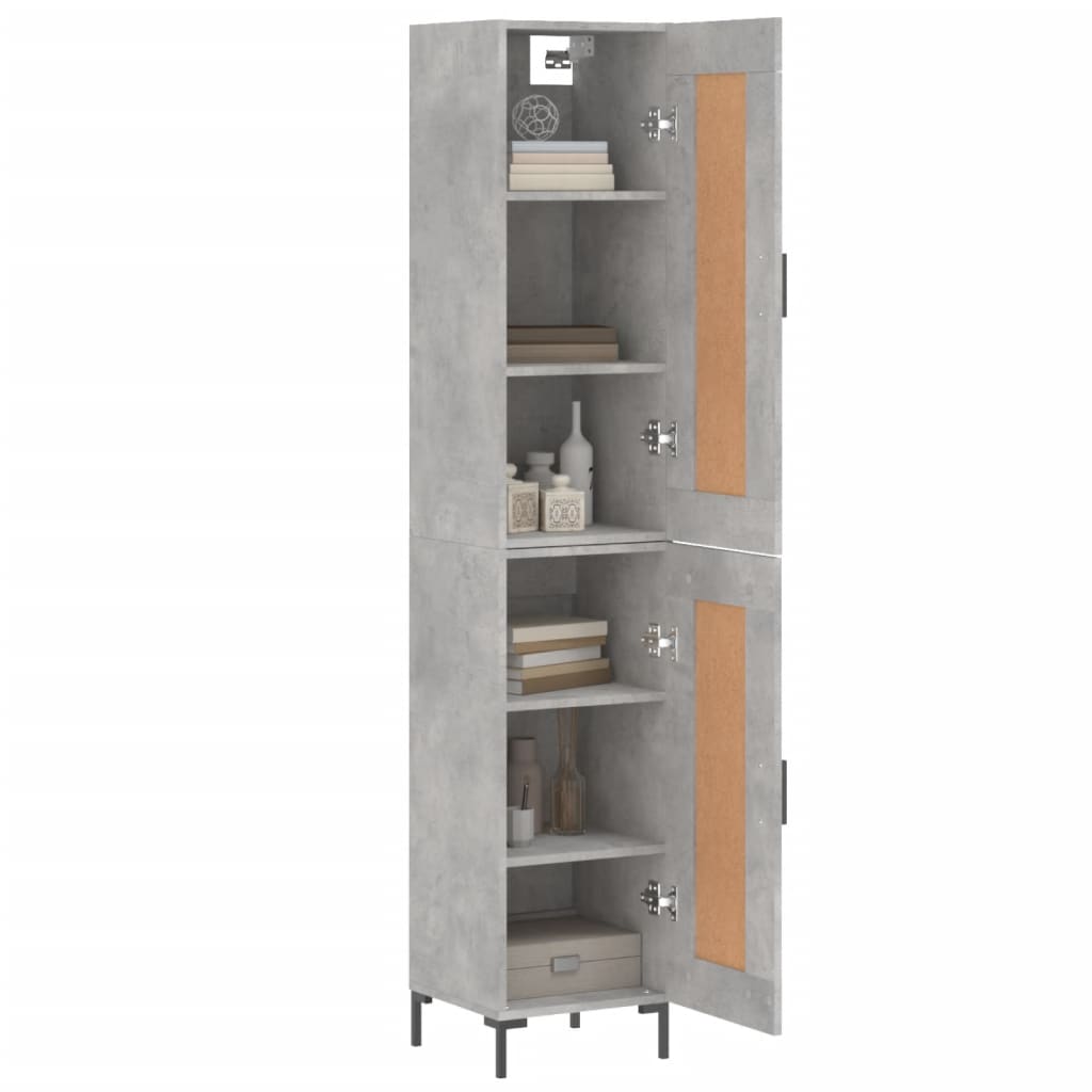 betonszürke szerelt fa magasszekrény 34,5x34x180 cm