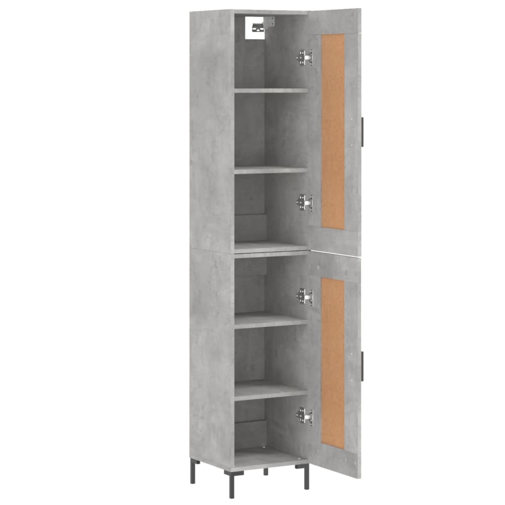 betonszürke szerelt fa magasszekrény 34,5x34x180 cm