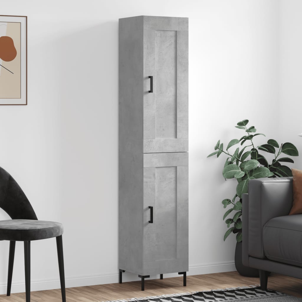 betonszürke szerelt fa magasszekrény 34,5x34x180 cm