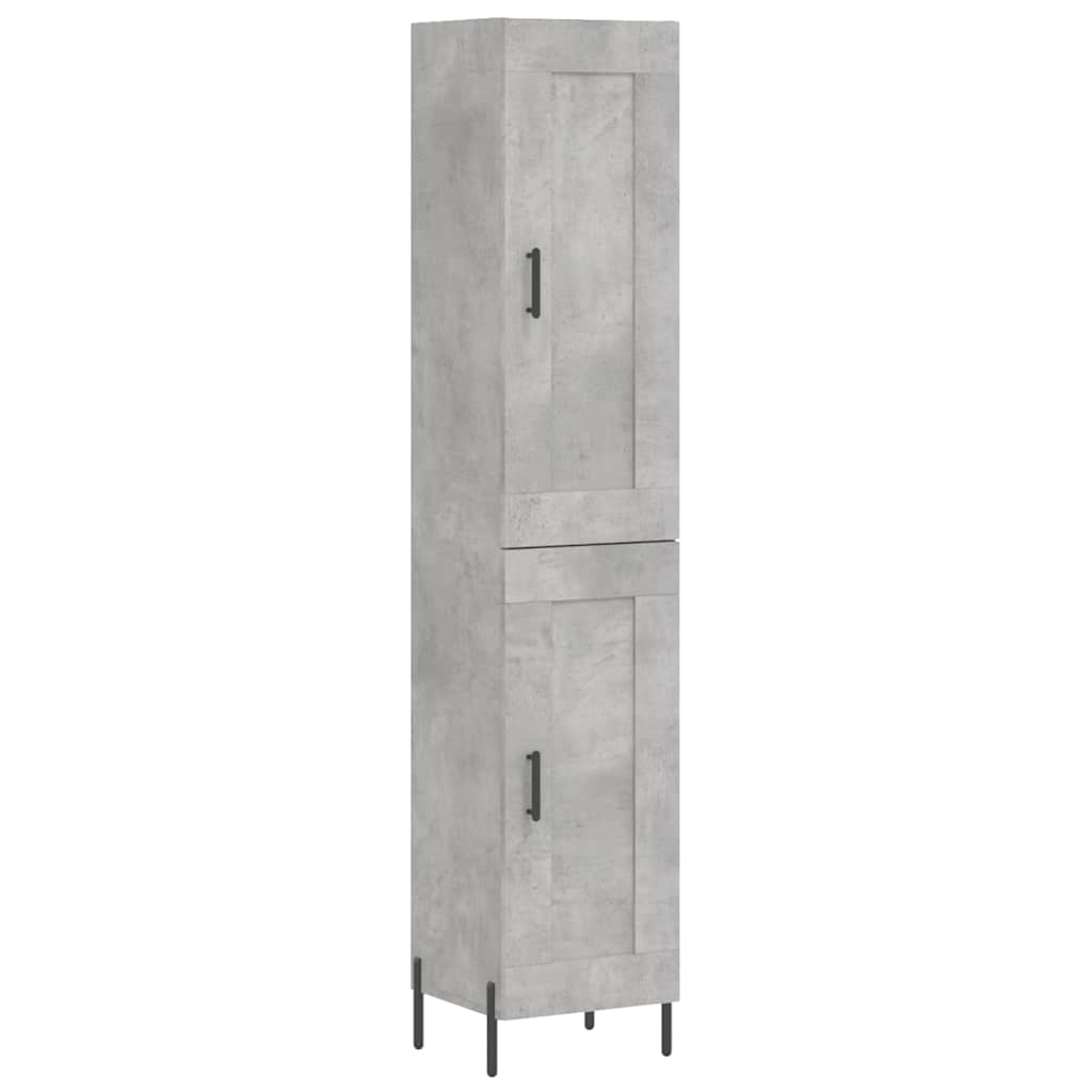 betonszürke szerelt fa magasszekrény 34,5x34x180 cm