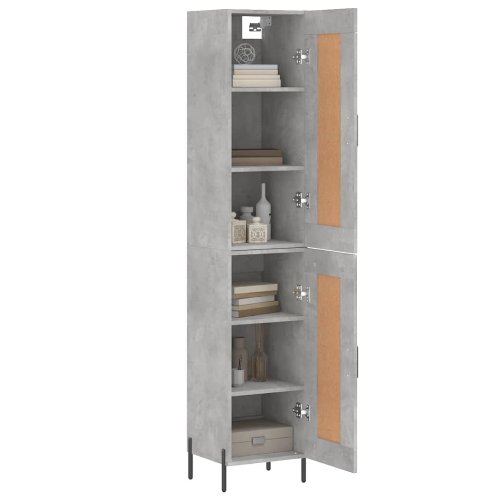 betonszürke szerelt fa magasszekrény 34,5x34x180 cm