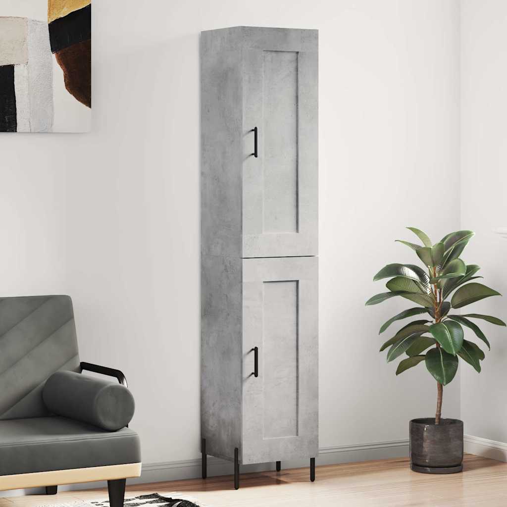 betonszürke szerelt fa magasszekrény 34,5x34x180 cm