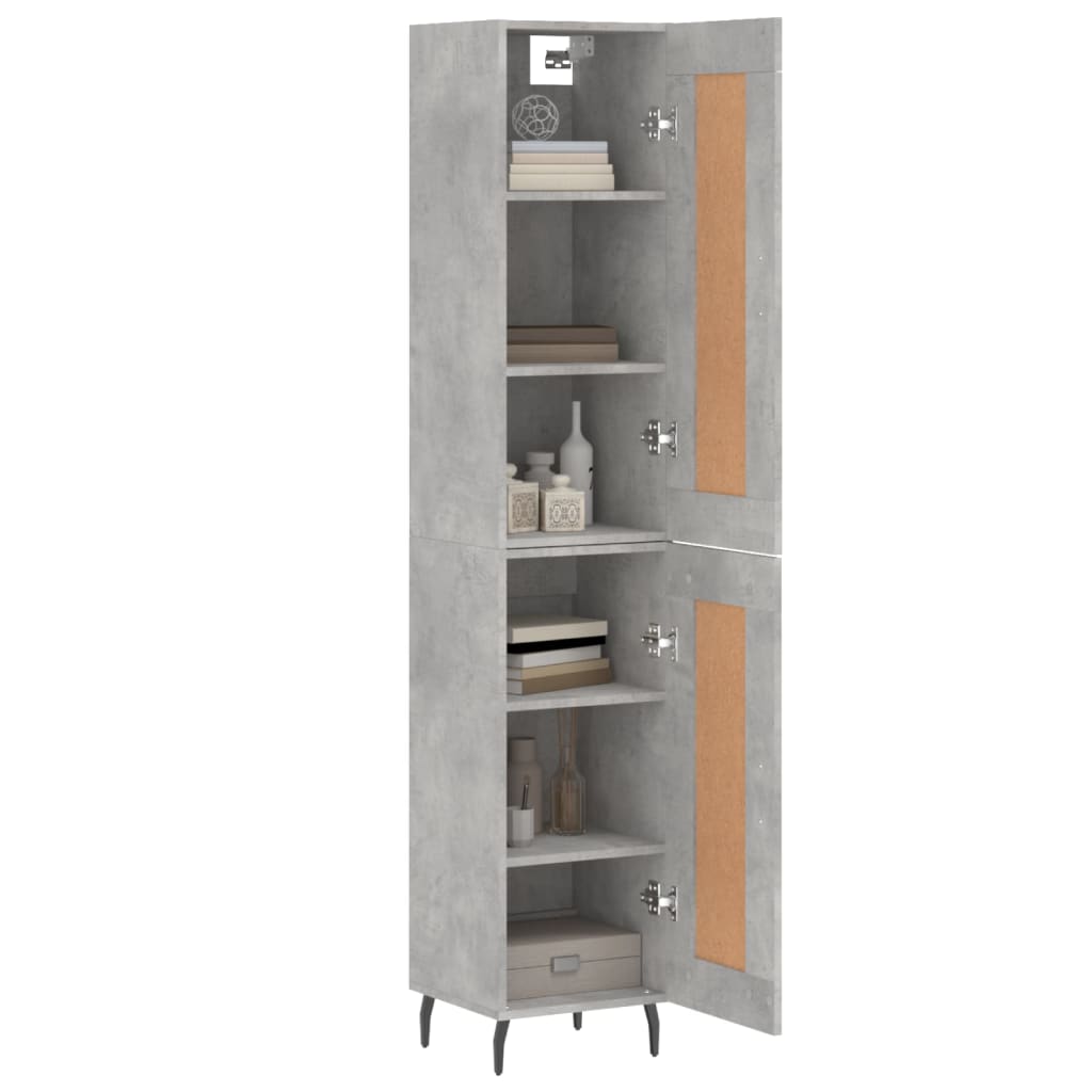 betonszürke szerelt fa magasszekrény 34,5x34x180 cm