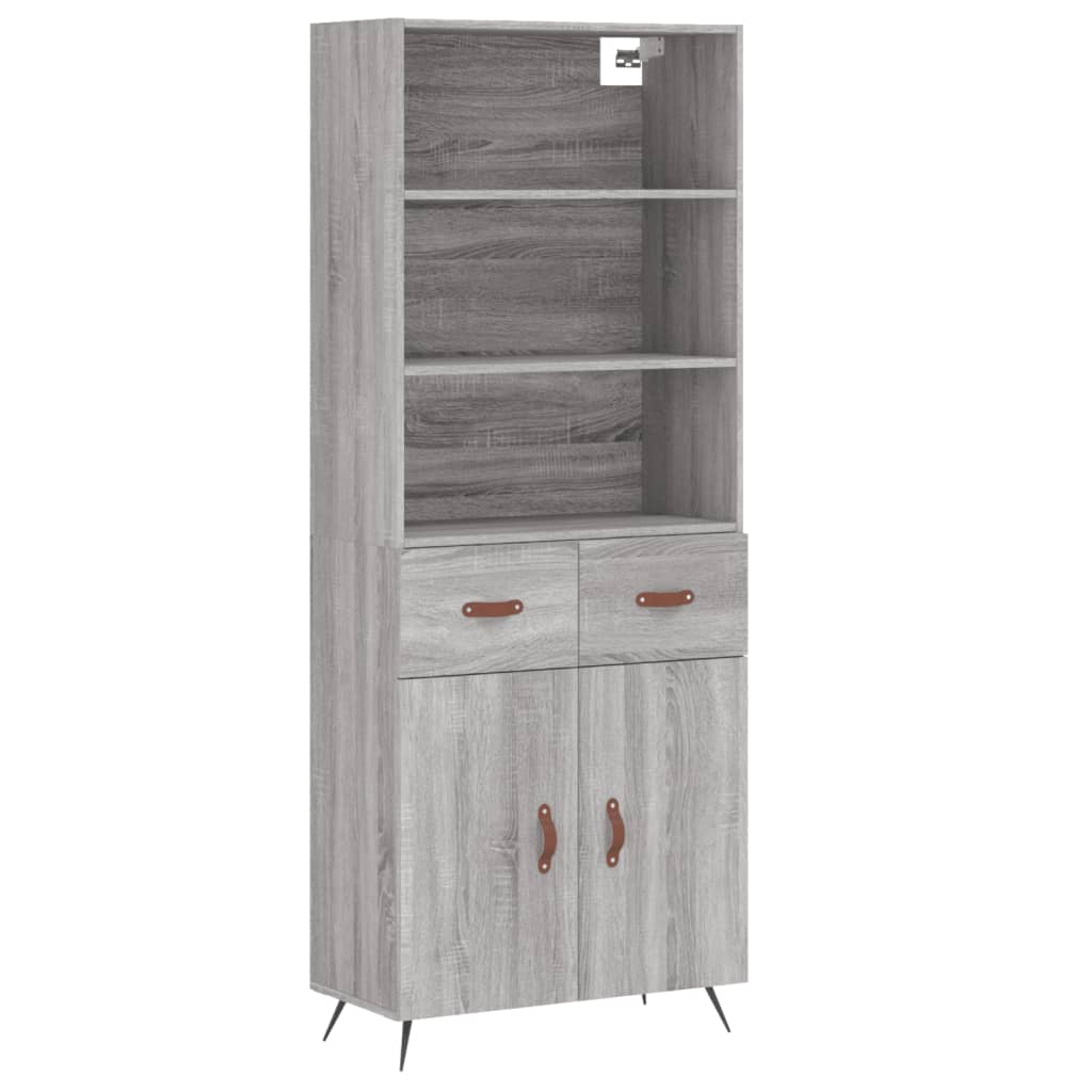 szürke sonoma szerelt fa magasszekrény 69,5 x 34 x 180 cm
