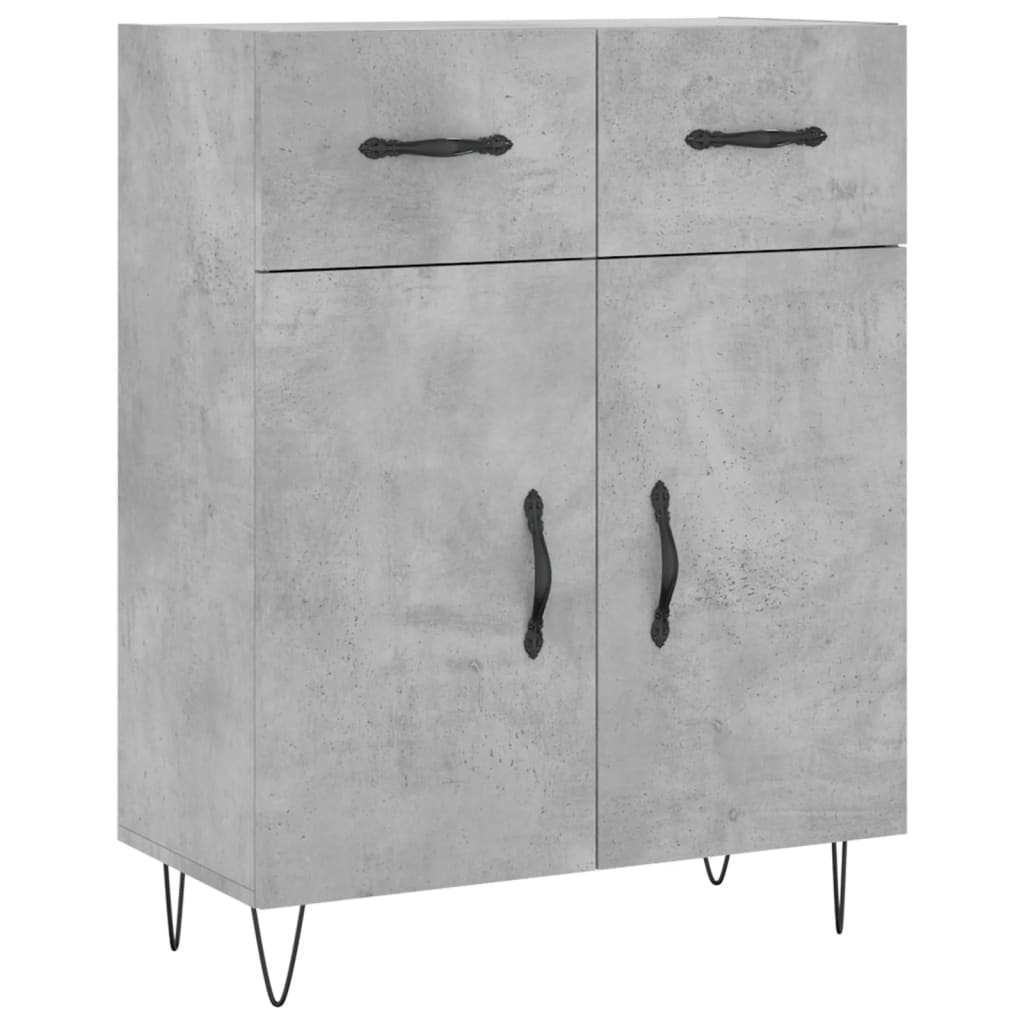 betonszürke szerelt fa magasszekrény 69,5 x 34 x 180 cm