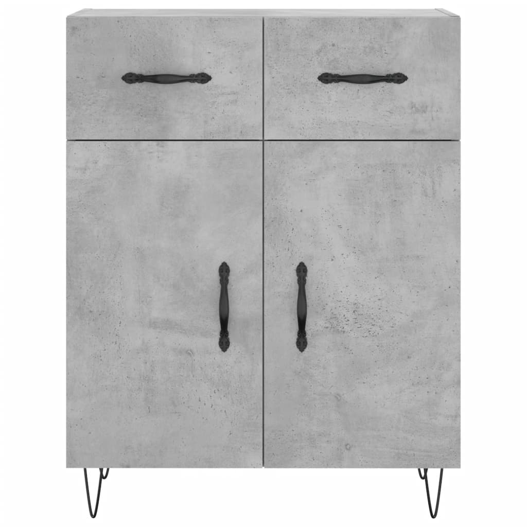 betonszürke szerelt fa magasszekrény 69,5 x 34 x 180 cm