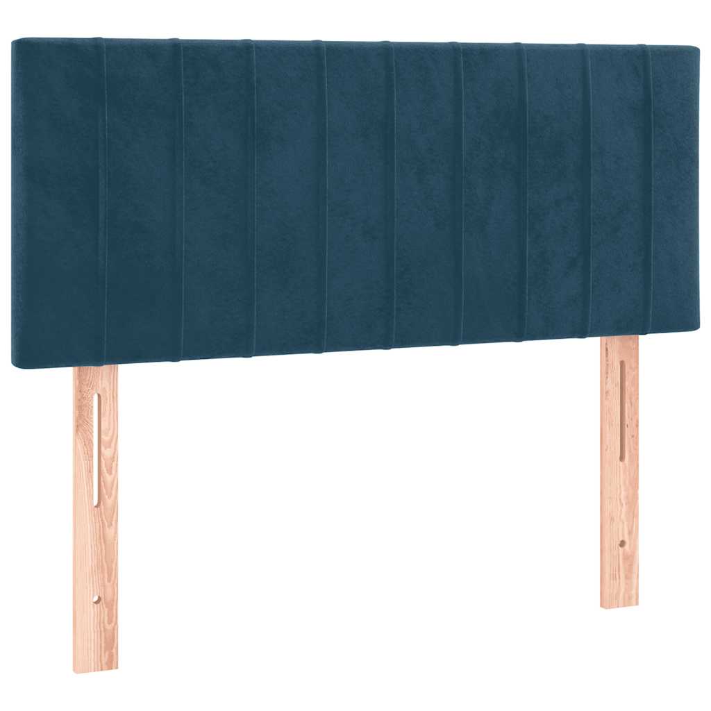 sötétkék bársony rugós ágy matraccal 90 x 200 cm