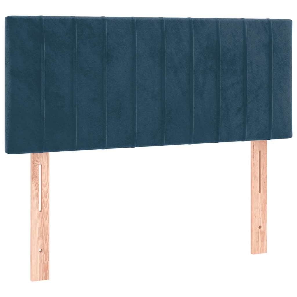 sötétkék bársony rugós ágy matraccal 100 x 200 cm