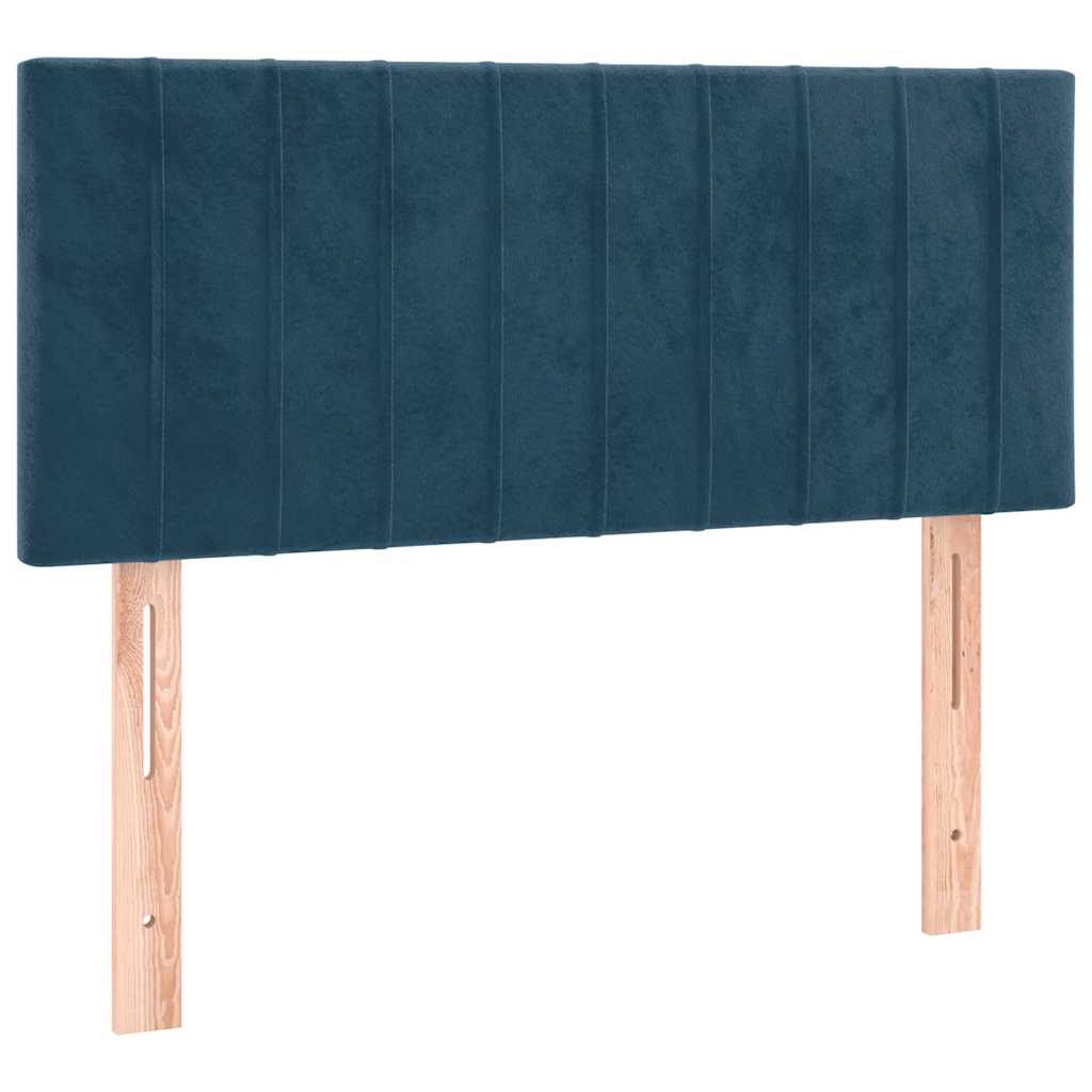 sötétkék bársony rugós ágy matraccal 120 x 200 cm