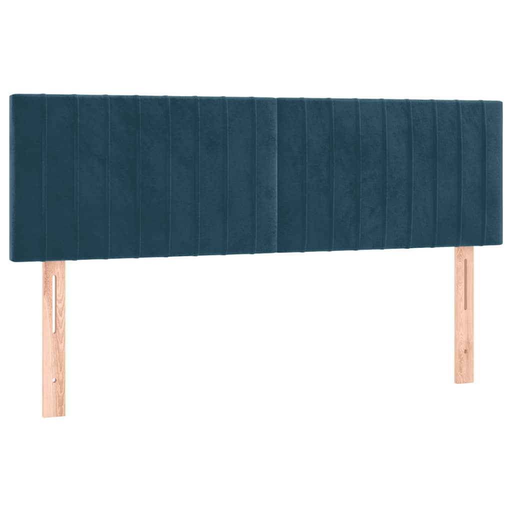 sötétkék bársony rugós ágy matraccal 140x190 cm
