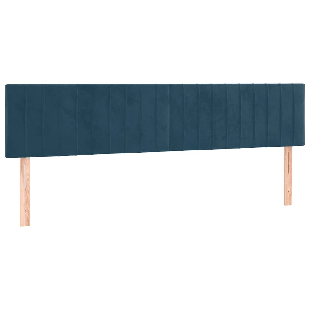 sötétkék bársony rugós ágy matraccal 160x200 cm