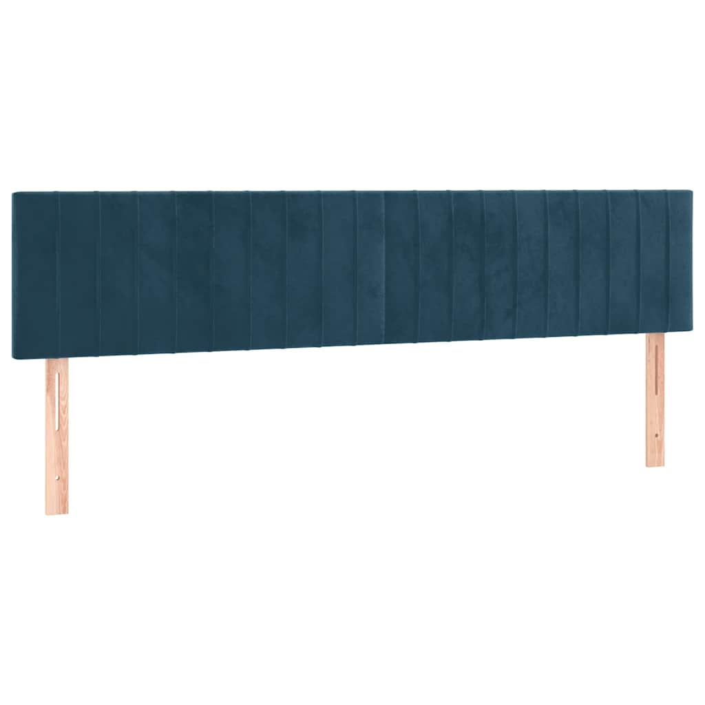 sötétkék bársony rugós ágy matraccal 180x200 cm