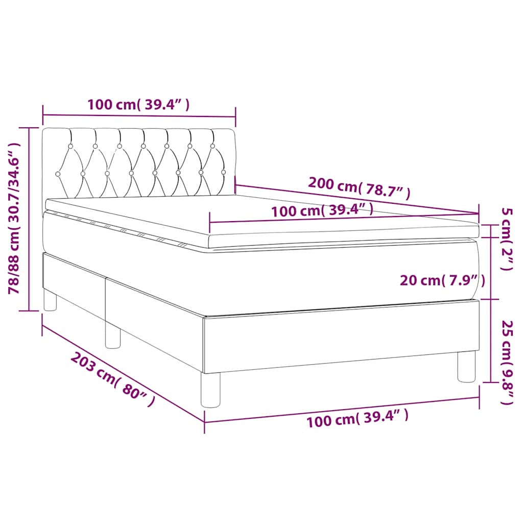 sötétzöld bársony rugós ágy matraccal 100 x 200 cm