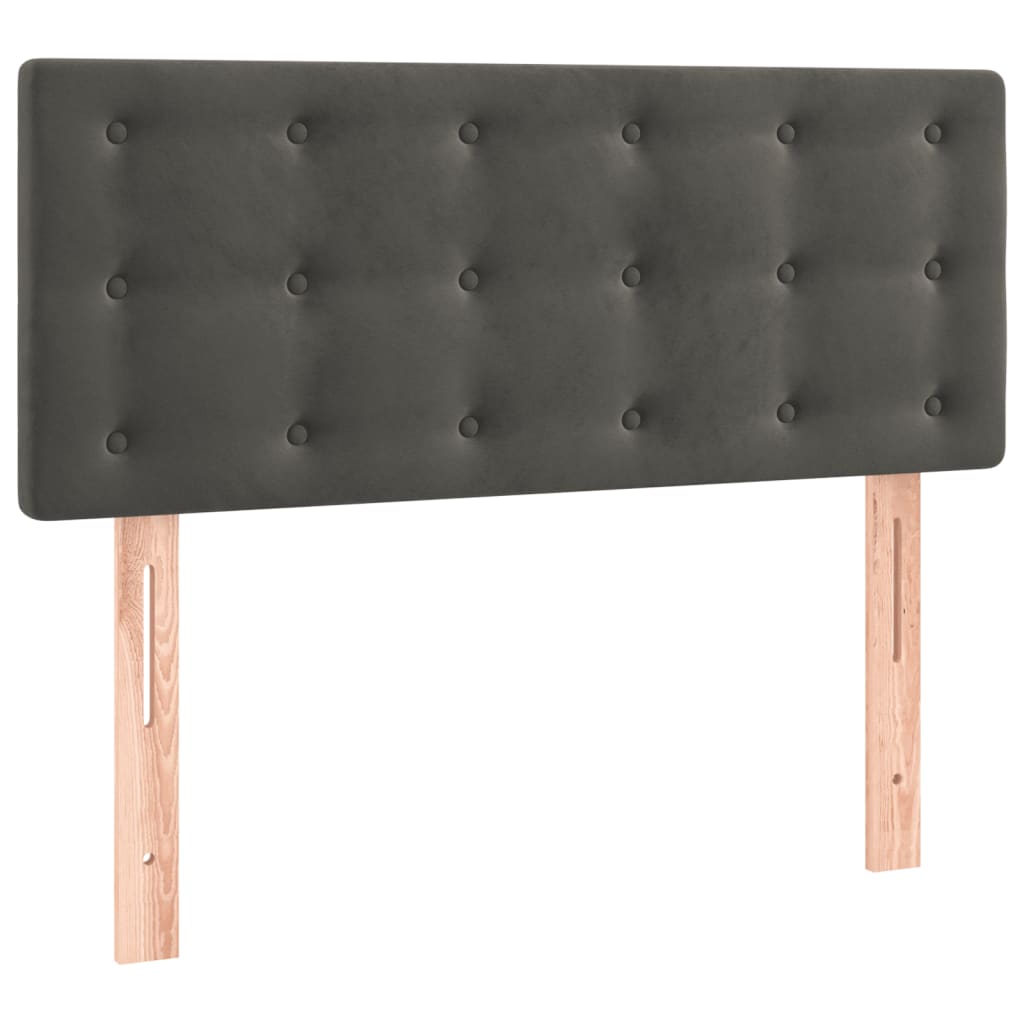 sötétszürke bársony rugós ágy matraccal 80 x 200 cm