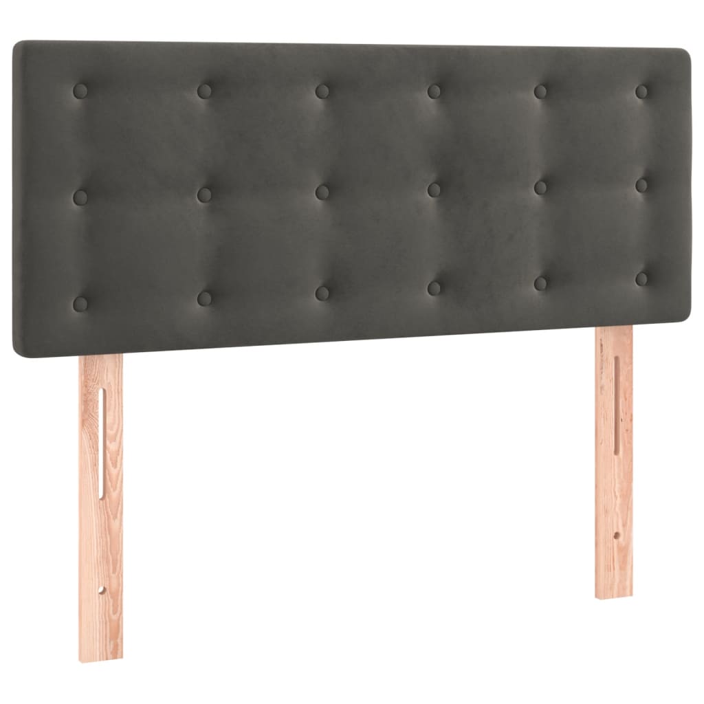 sötétszürke bársony rugós ágy matraccal 90x190 cm