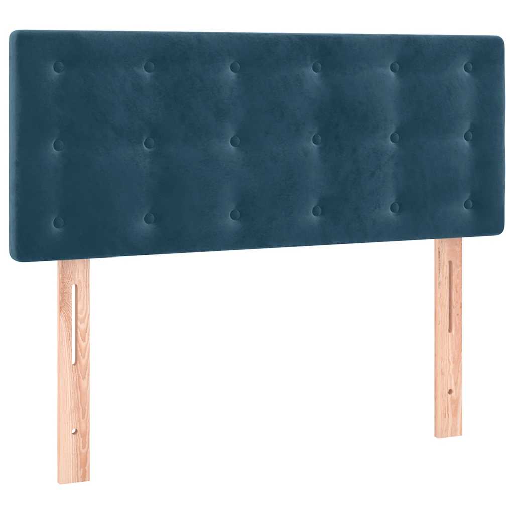 sötétkék bársony rugós ágy matraccal 90 x 200 cm