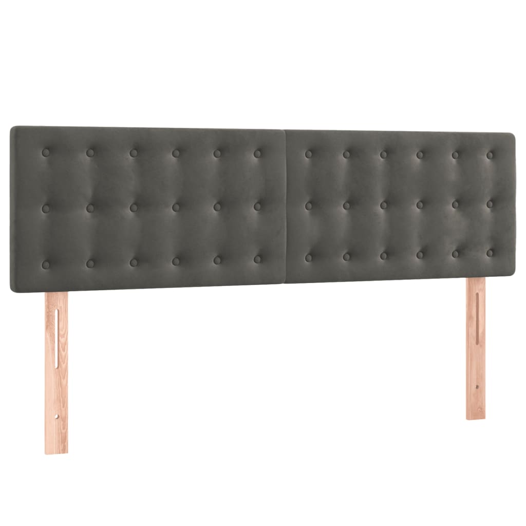 sötétszürke bársony rugós ágy matraccal 140x190 cm