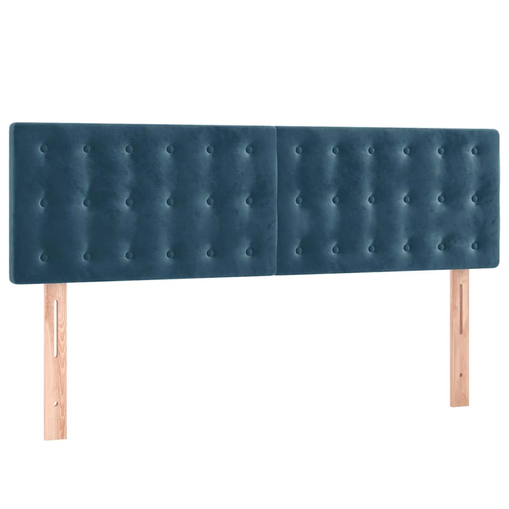 sötétkék bársony rugós ágy matraccal 140x190 cm