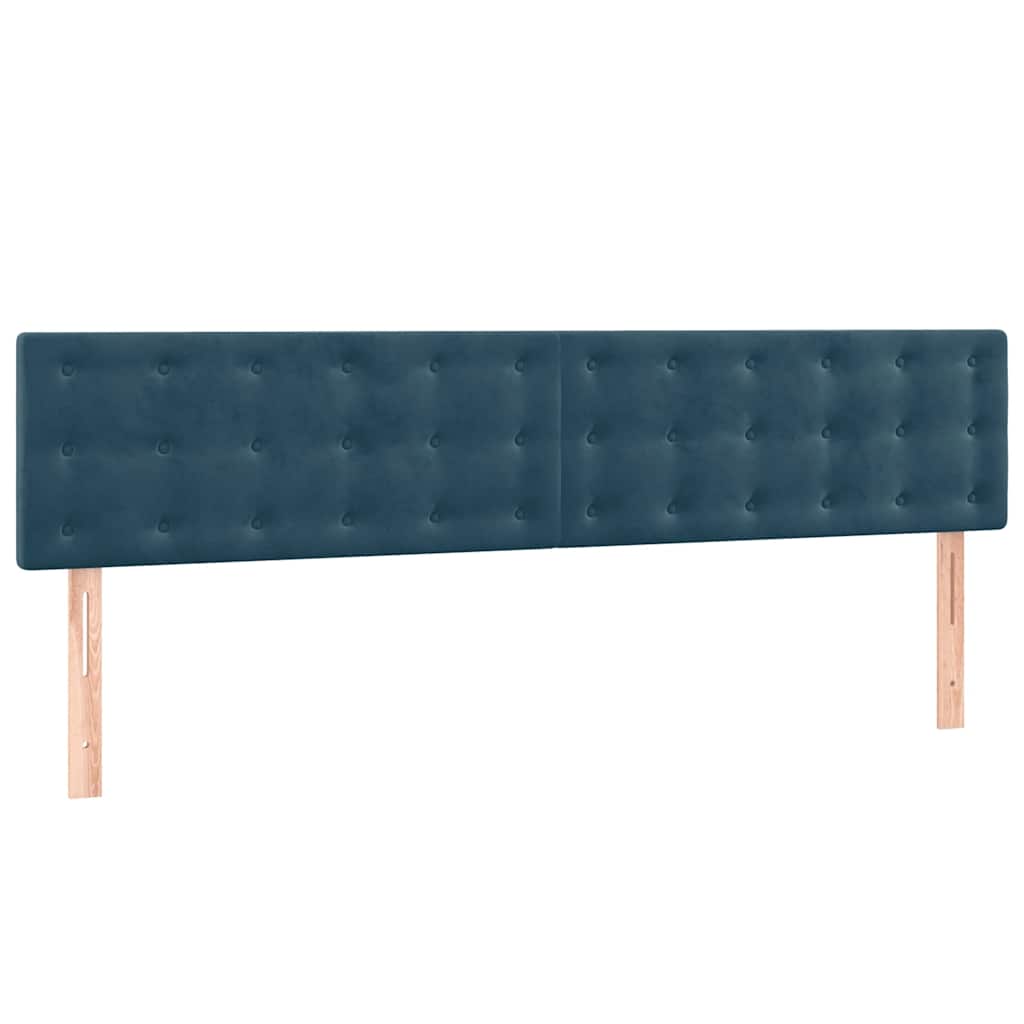 sötétkék bársony rugós ágy matraccal 160x200 cm