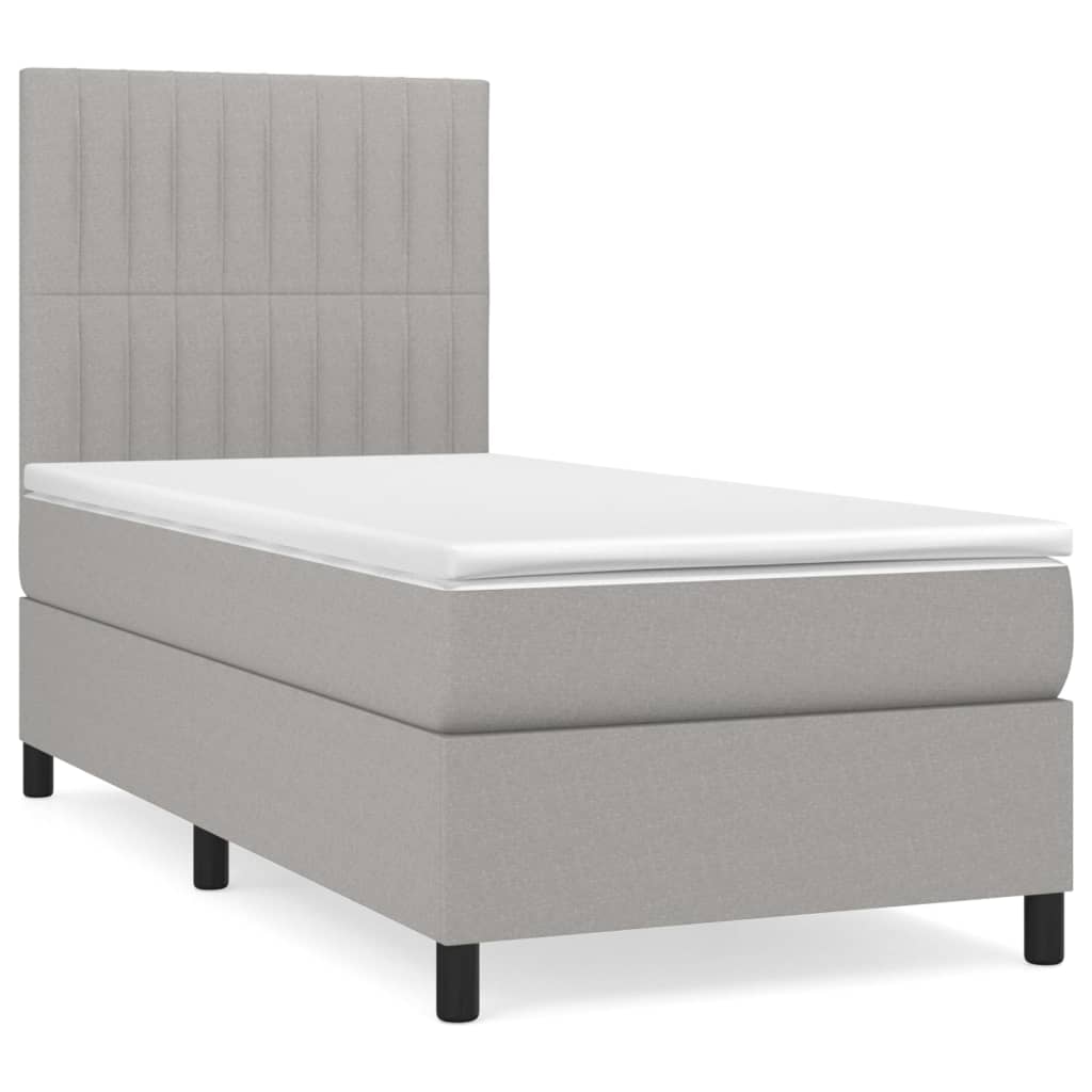 világosszürke szövet rugós ágy matraccal 90 x 200 cm