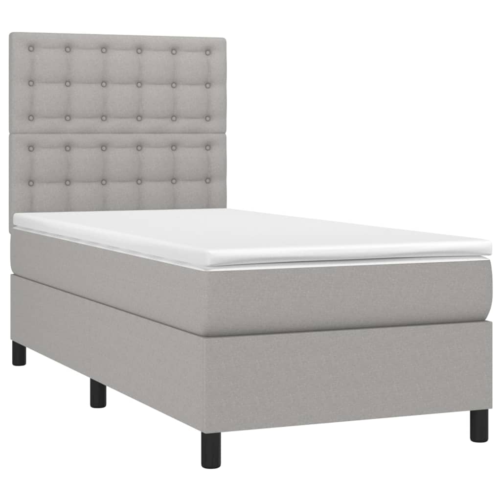 világosszürke szövet rugós ágy matraccal 90 x 200 cm