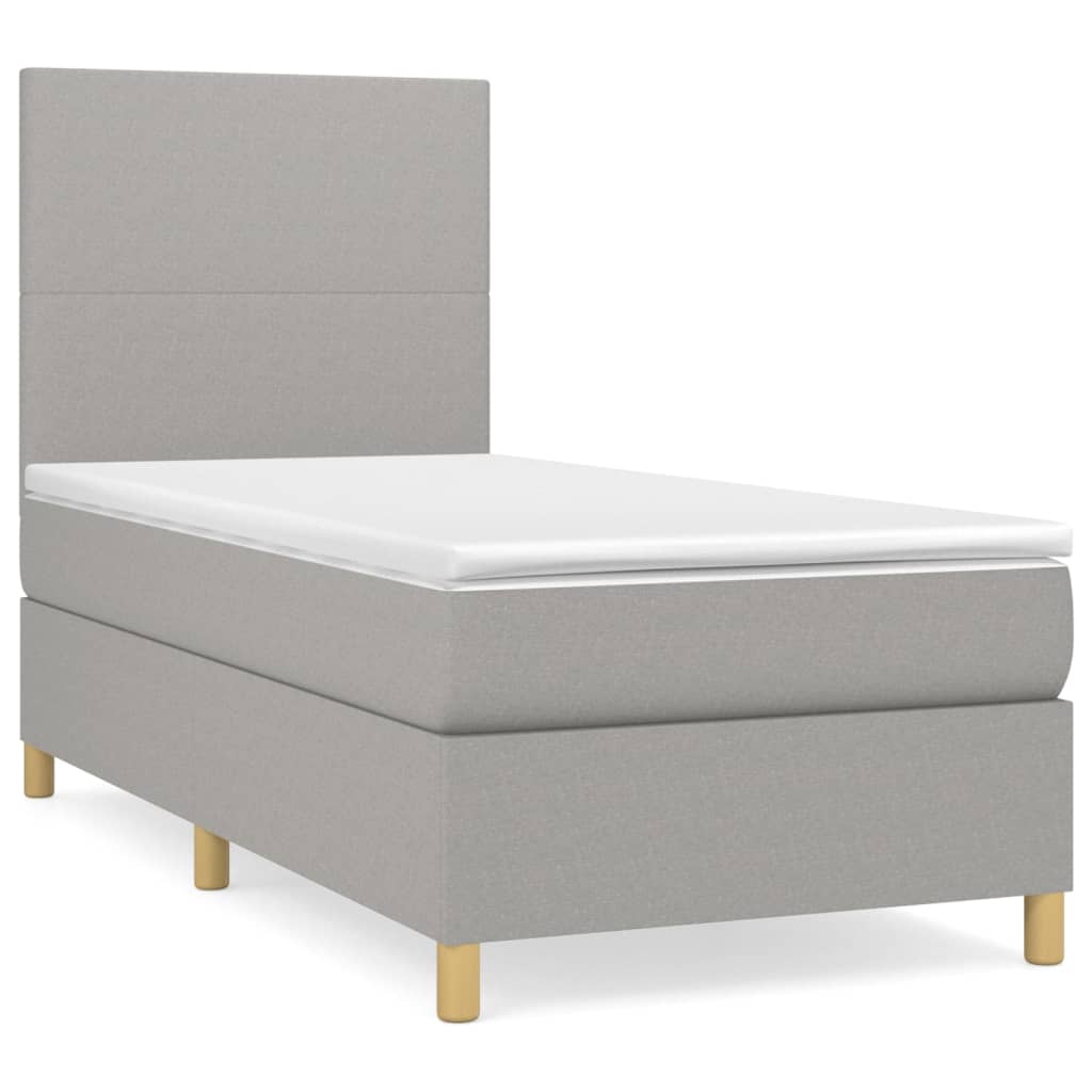 világosszürke szövet rugós ágy matraccal 90 x 200 cm