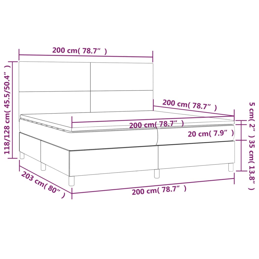 fehér műbőr rugós ágy matraccal 200 x 200 cm