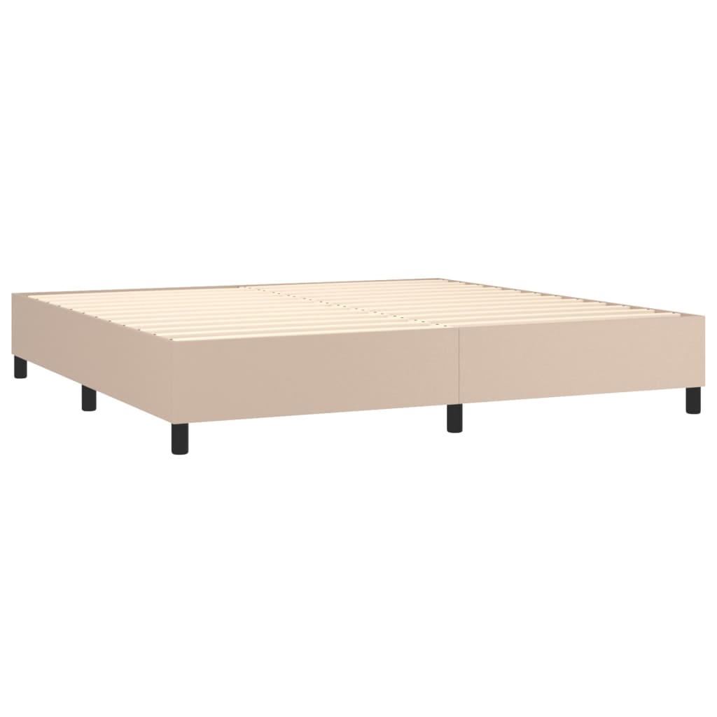 cappuccino színű műbőr rugós ágy matraccal 200 x 200 cm