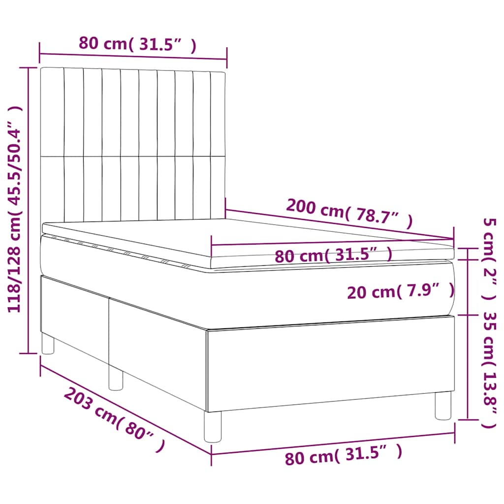 sötétzöld bársony rugós ágy matraccal 80 x 200 cm