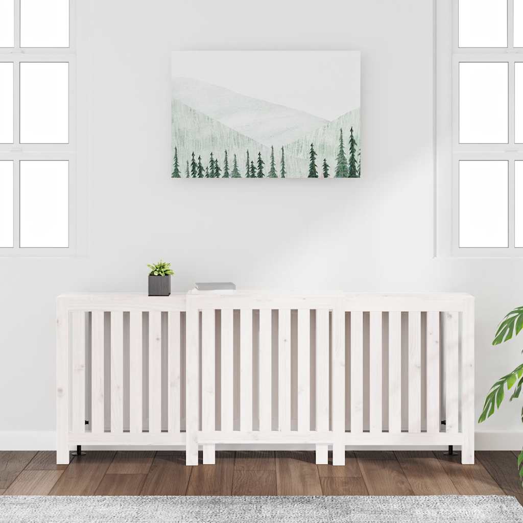 fehér tömör fenyőfa radiátorburkolat 210x21x85 cm
