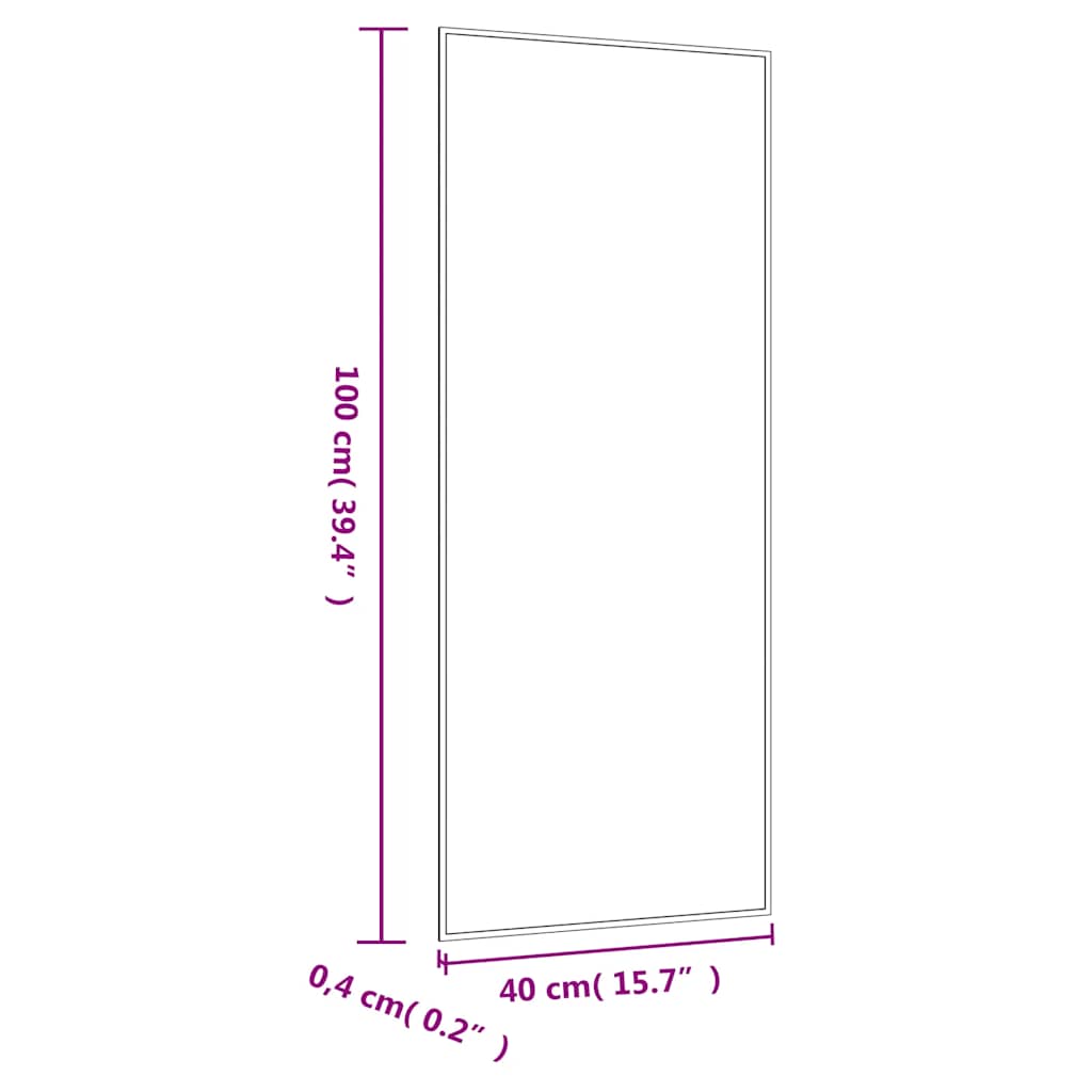 téglalap alakú üveg falitükör 40 x 100 cm