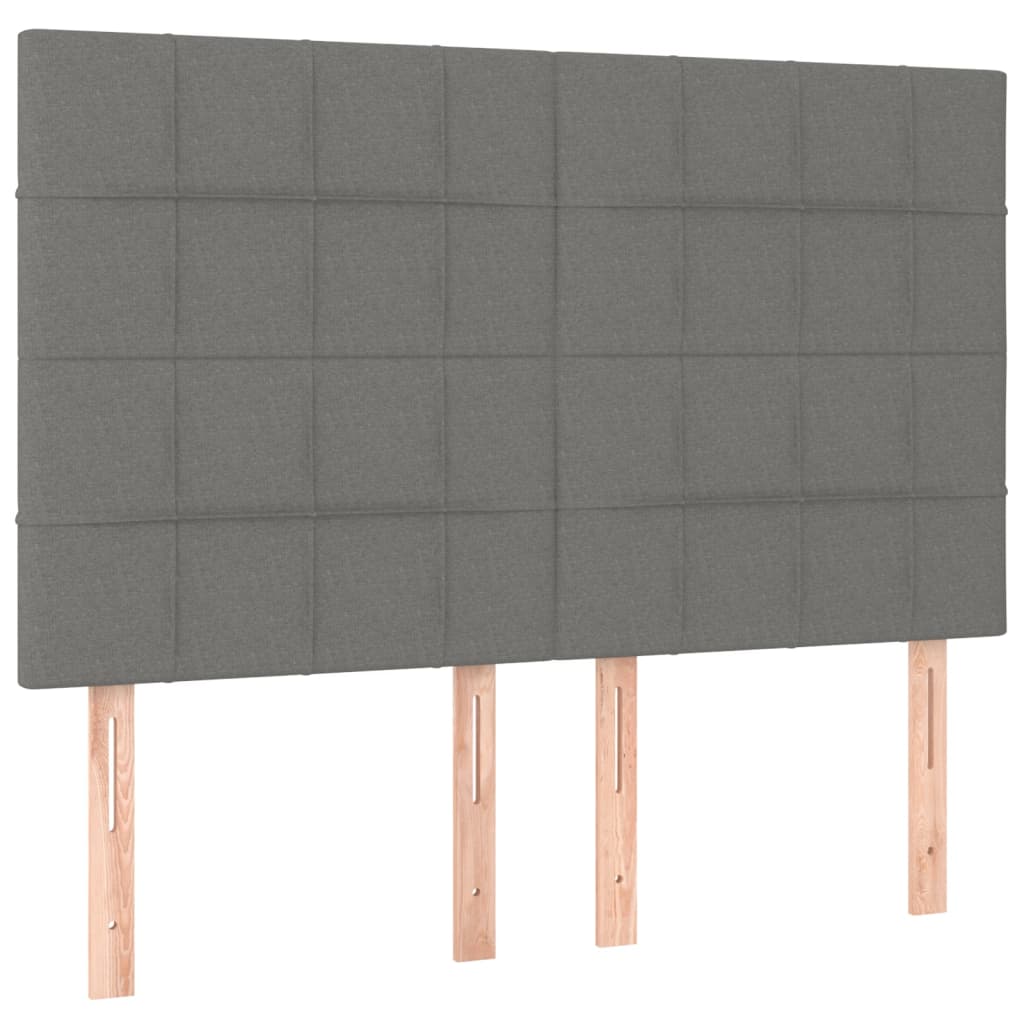 sötétszürke szövet rugós ágy matraccal 140 x 200 cm