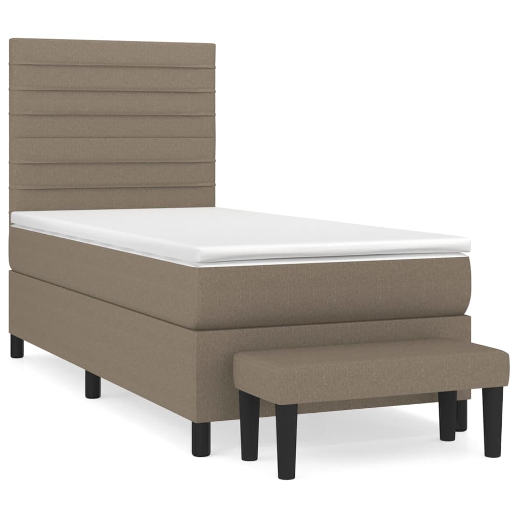 tópszínű szövet rugós ágy matraccal 80 x 200 cm