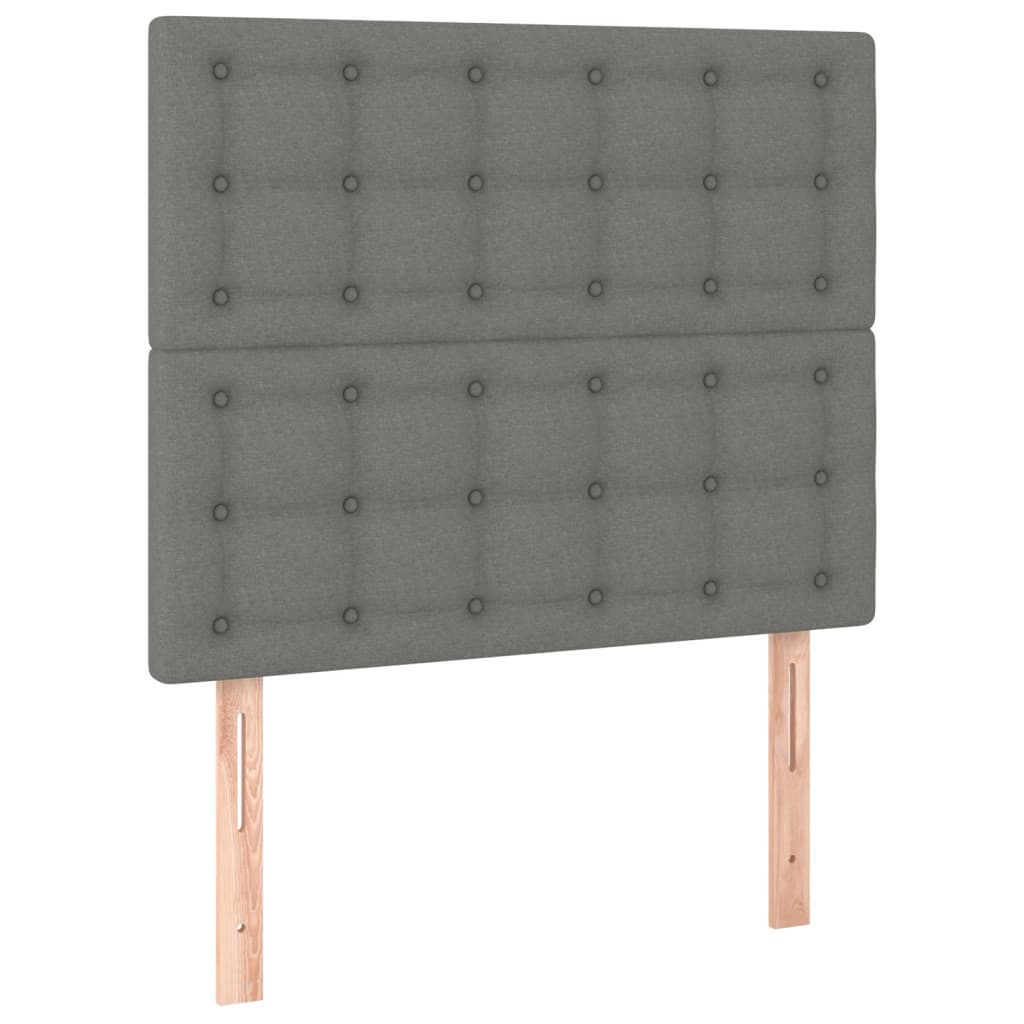 sötétszürke szövet rugós ágy matraccal 100 x 200 cm