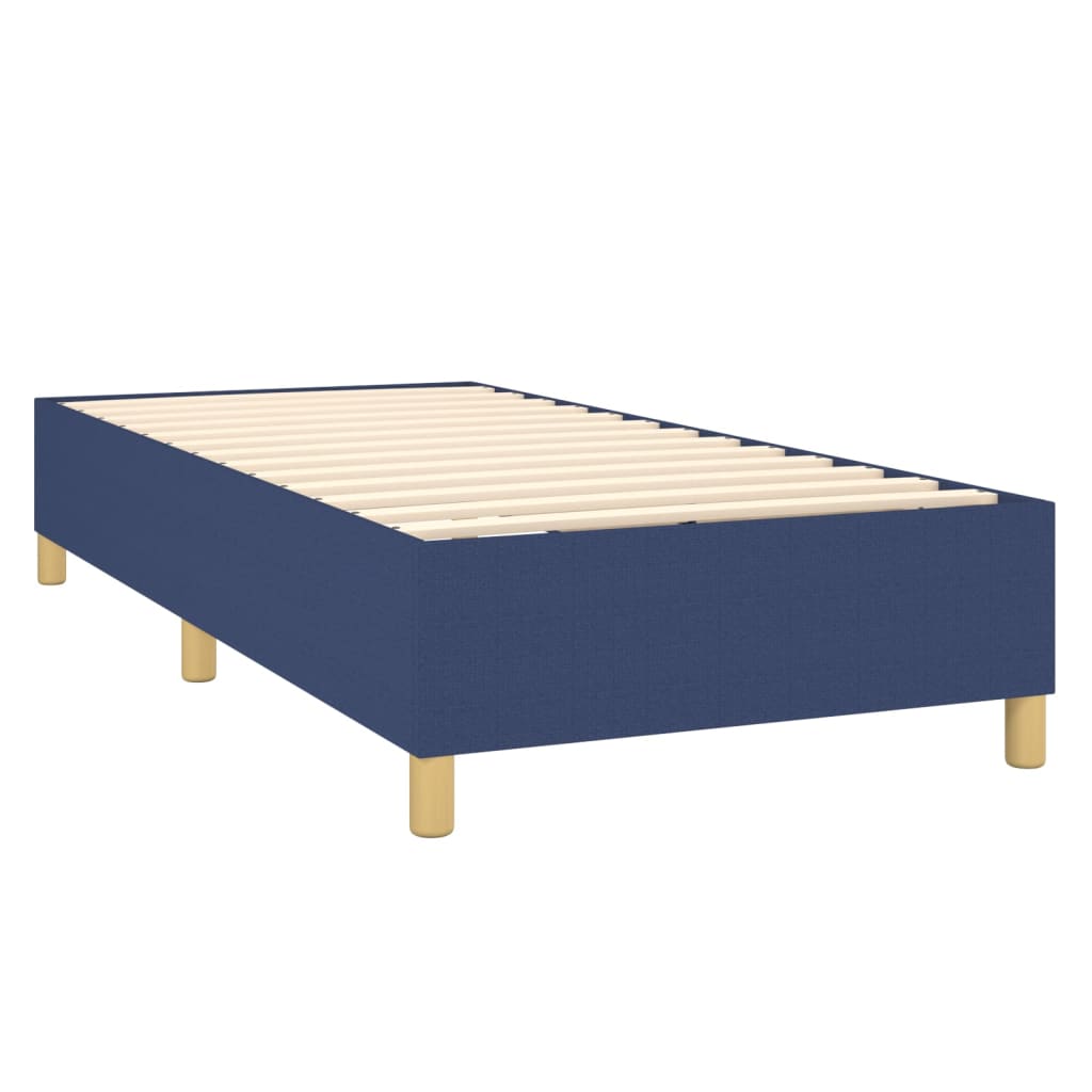 kék szövet rugós ágy matraccal 90 x 190 cm