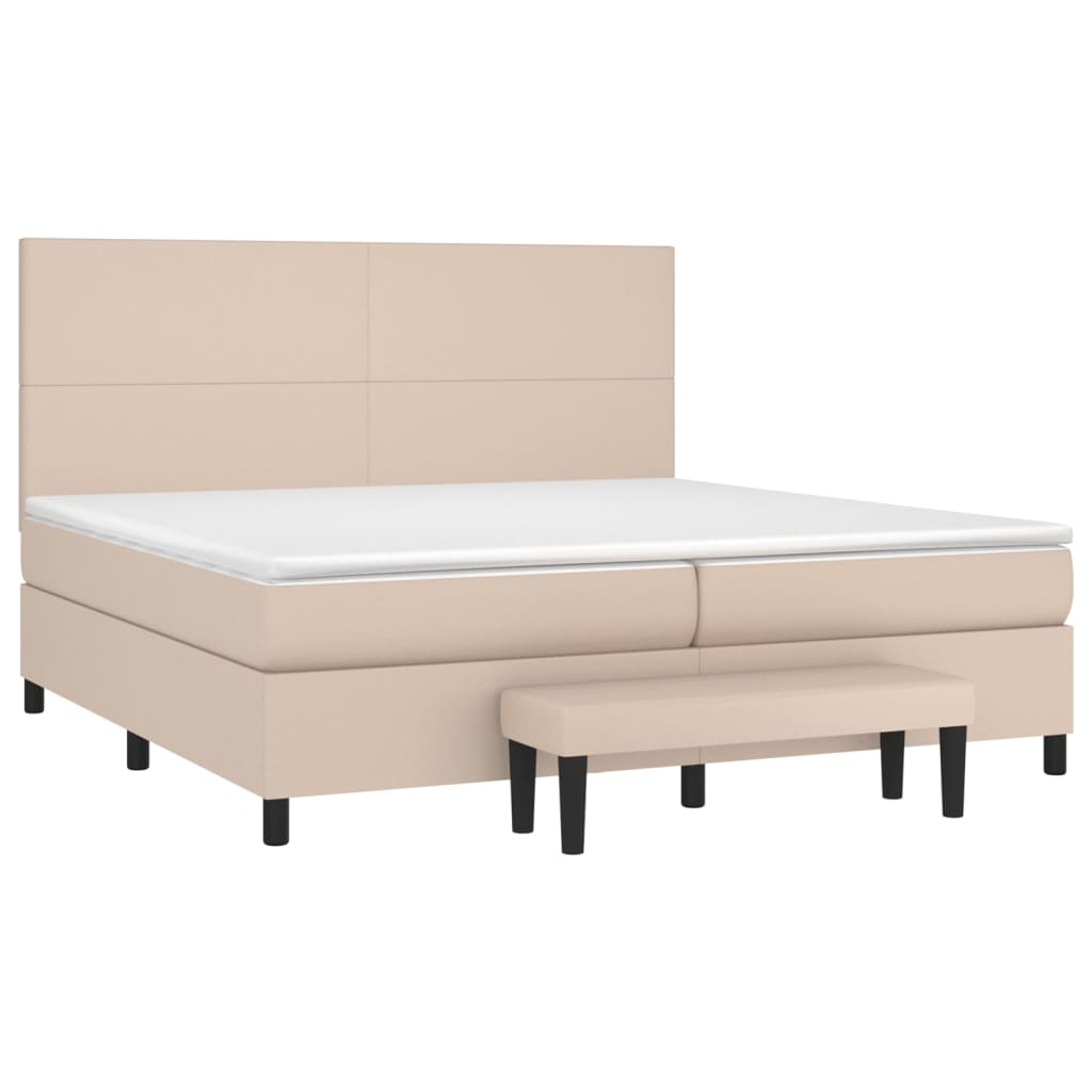cappuccino színű műbőr rugós ágy matraccal 200 x 200 cm