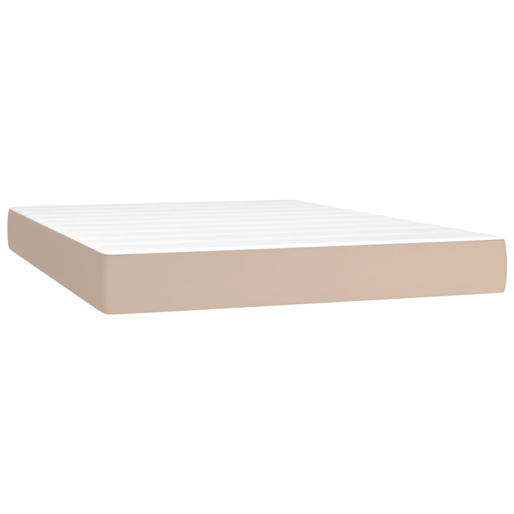 cappuccino színű műbőr rugós ágy matraccal 140 x 190 cm