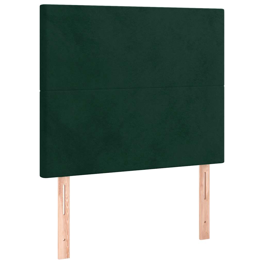 sötétzöld bársony rugós ágy matraccal 90 x 200 cm