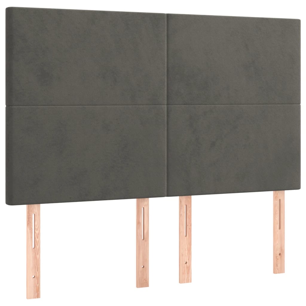 sötétszürke bársony rugós ágy matraccal 140x200 cm