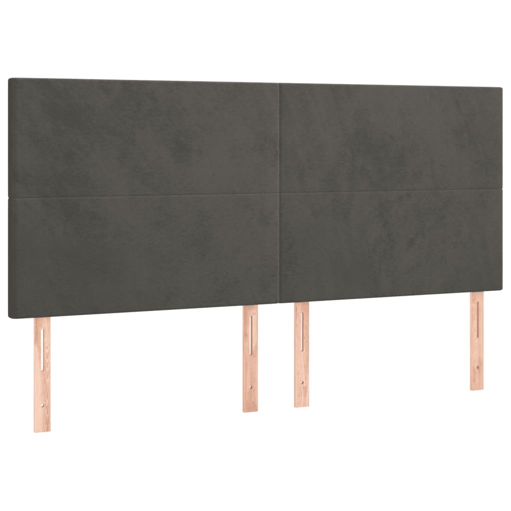 sötétszürke bársony rugós ágy matraccal 160x200 cm