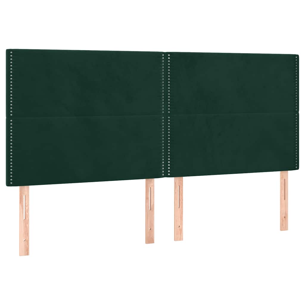 sötétzöld bársony rugós ágy matraccal 200x200 cm
