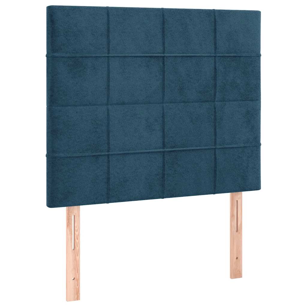 sötétkék bársony rugós ágy matraccal 80 x 200 cm