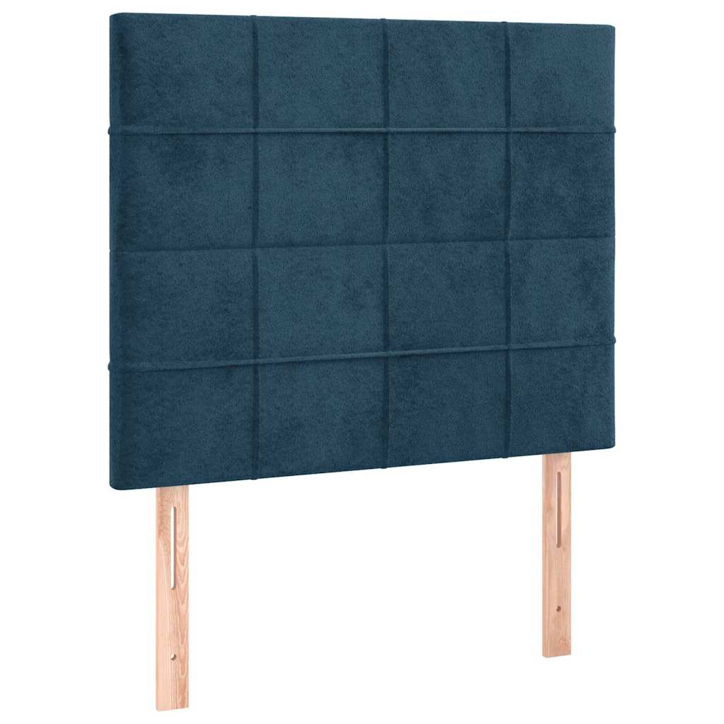 sötétkék bársony rugós ágy matraccal 90 x 200 cm