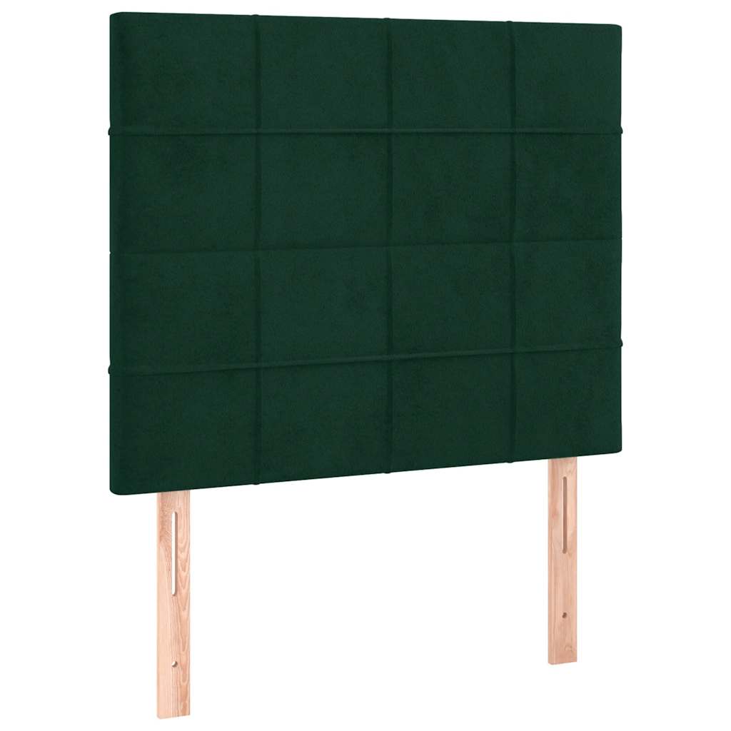 sötétzöld bársony rugós ágy matraccal 120 x 200 cm