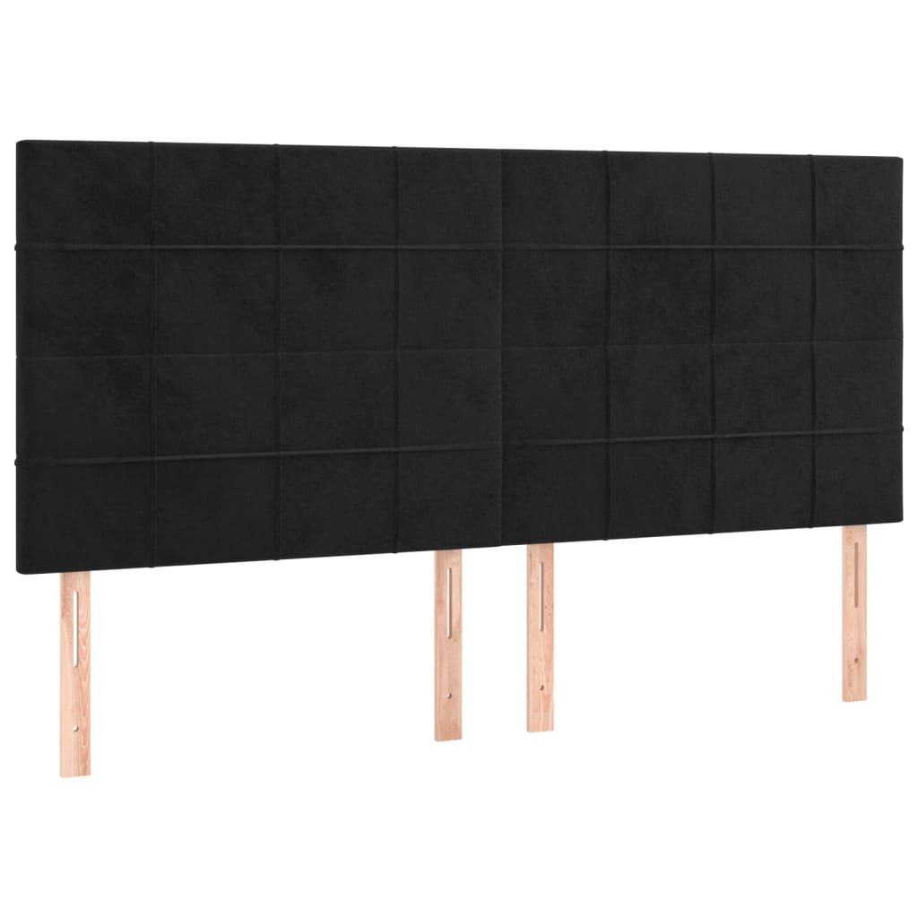 fekete bársony rugós ágy matraccal 200x200 cm