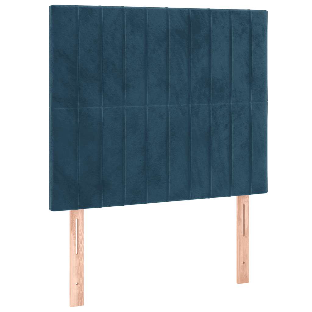 sötétkék bársony rugós ágy matraccal 80 x 200 cm