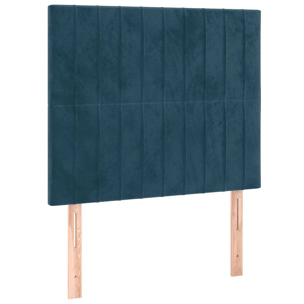 sötétkék bársony rugós ágy matraccal 90x190 cm