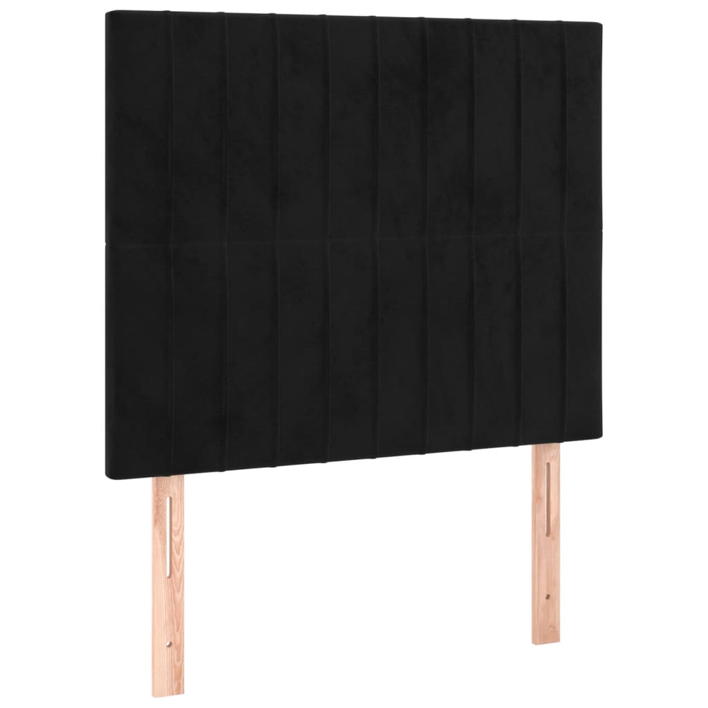 fekete bársony rugós ágy matraccal 90 x 200 cm
