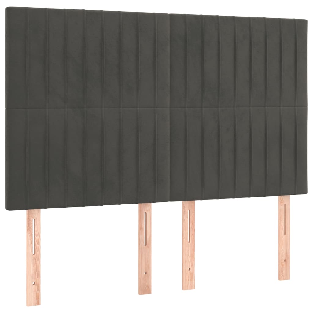 sötétszürke bársony rugós ágy matraccal 140x190 cm